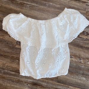 White eyelet crop top